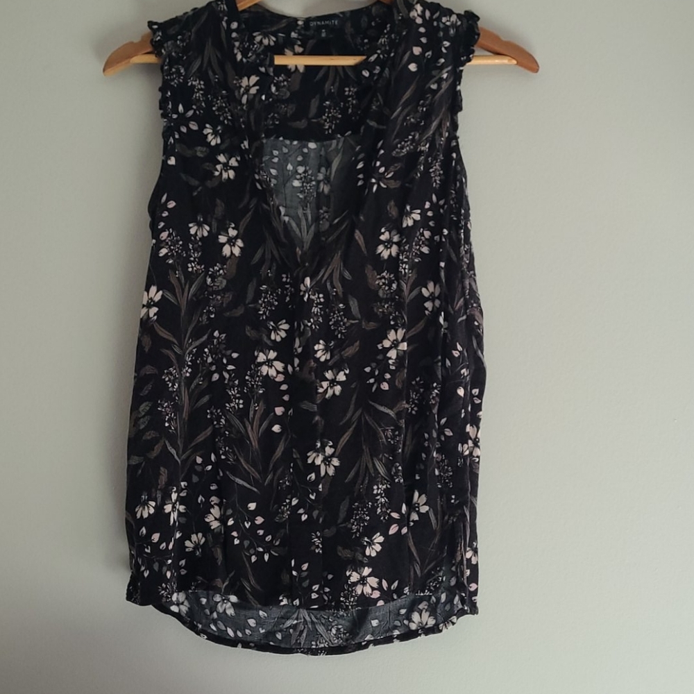 Black short sleeve button up blouse